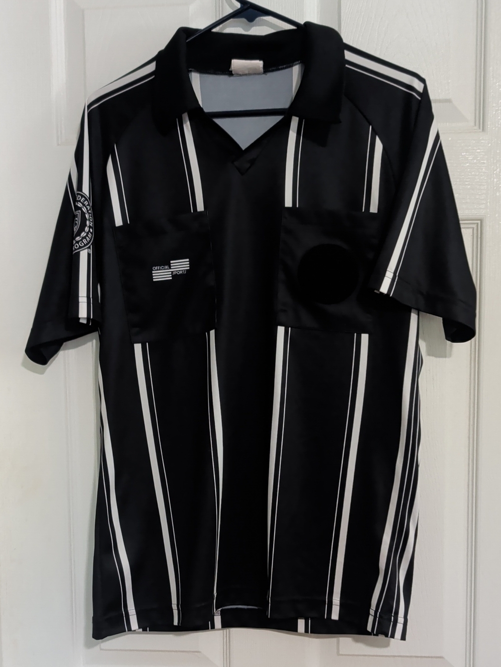 Official Sports Referee-Style Black & White Stripe Men's Shirt